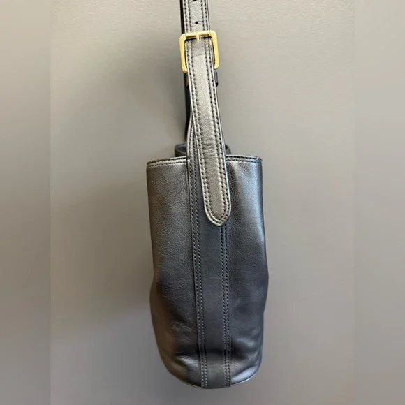 Ralph Lauren Leather Medium Harlow Hobo Black Bucket Bag Shoulder Handbag - Picture 8 of 9